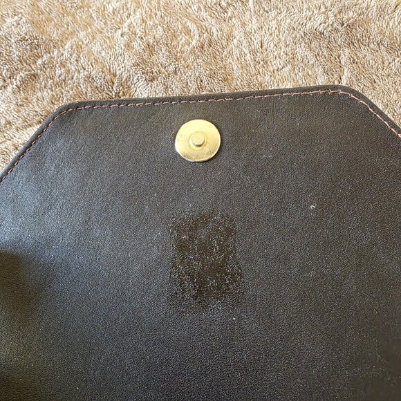 Vintage Made in Italy Croc Embossed Brown Leather Crossbody Bag Brass Hardware - Picture 8 of 16